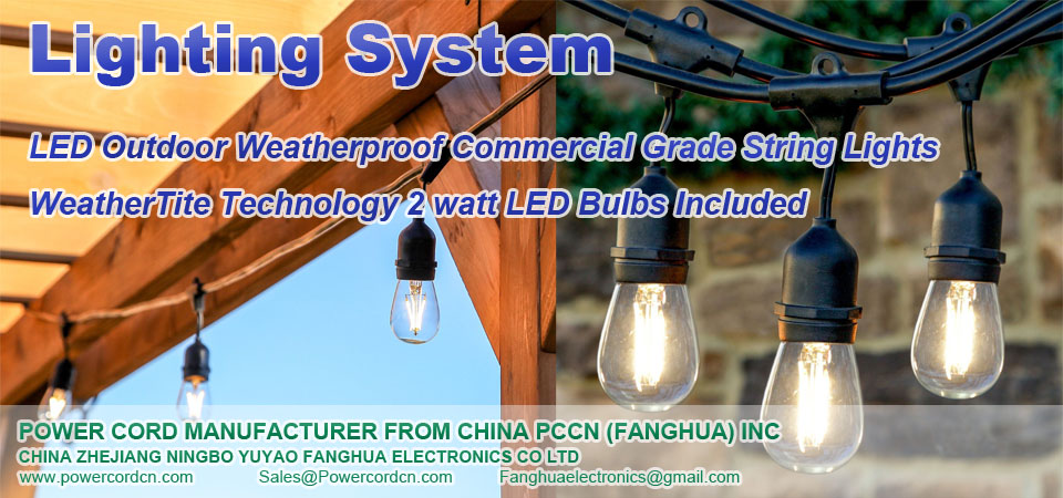 Lighting System,LED Outdoor Weatherproof Commercial Grade String Lights, 
WeatherTite Technology - 2-watt LED Bulbs Included